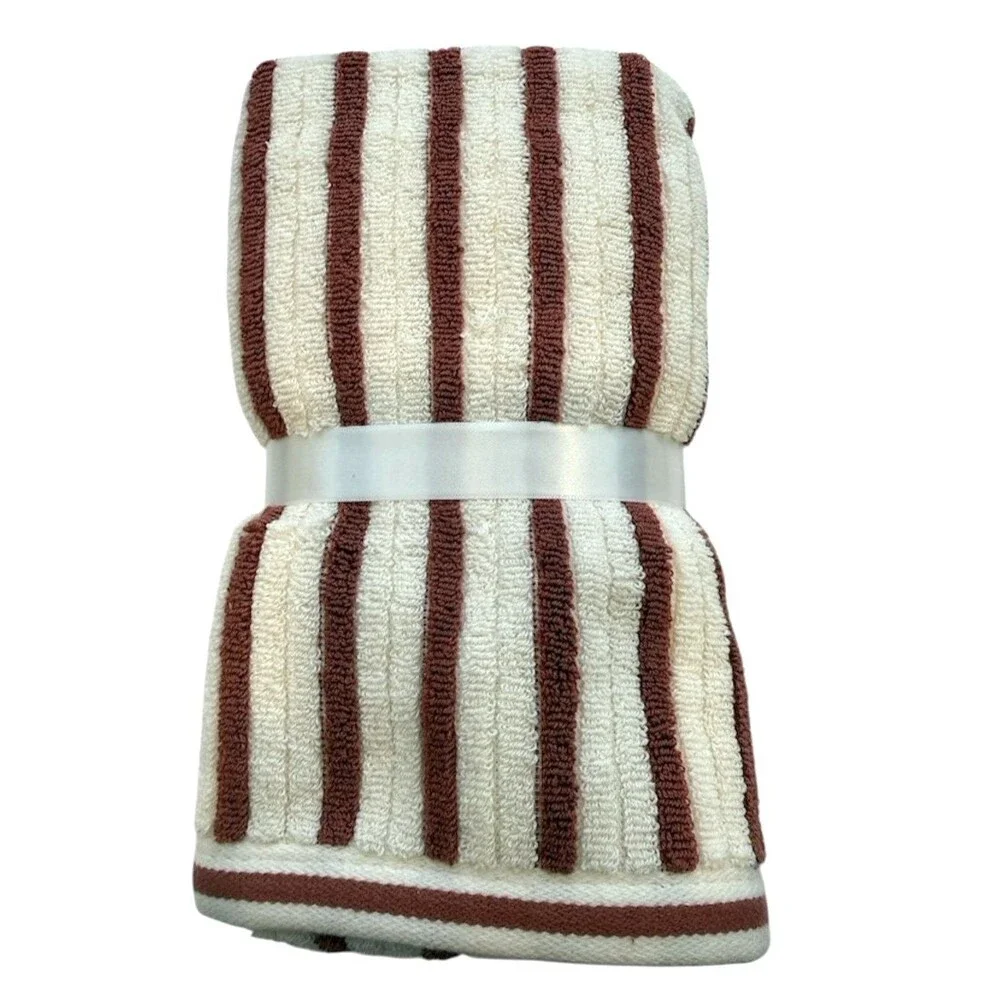 cupcakes and cashmere Hand Towels Striped Cream Dark Pink 16x28